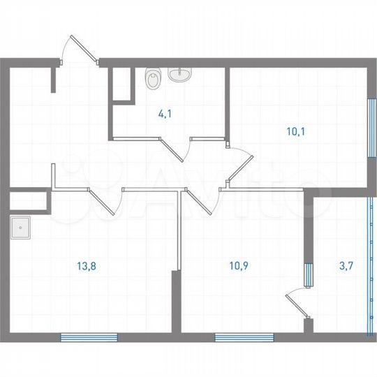 2-к. квартира, 51,4 м², 5/19 эт.