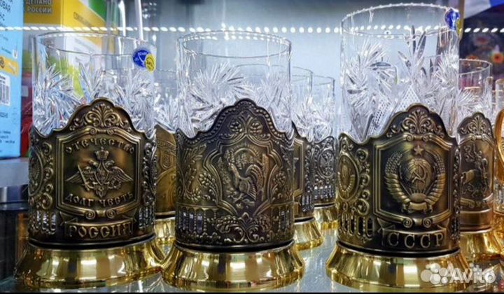 Подстаканник кольчугино с хрустальным стаканом