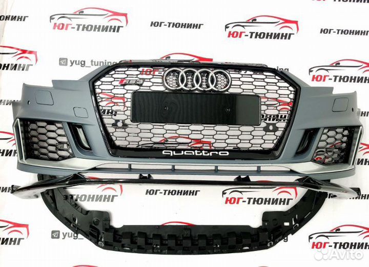 Бампер на Audi A3 8V рест. 16-20гг. в стиле RS3