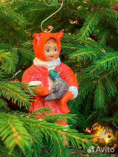 Ватные елочные игрушки СССР лисичка