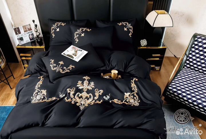 Белье постельное сатин с вышивкой LUX евро