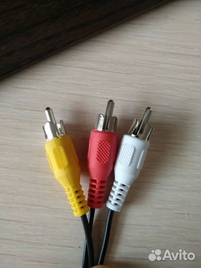 Кабель RCA x3-RCA x3 (тюльпаны) черный, новый 1 м