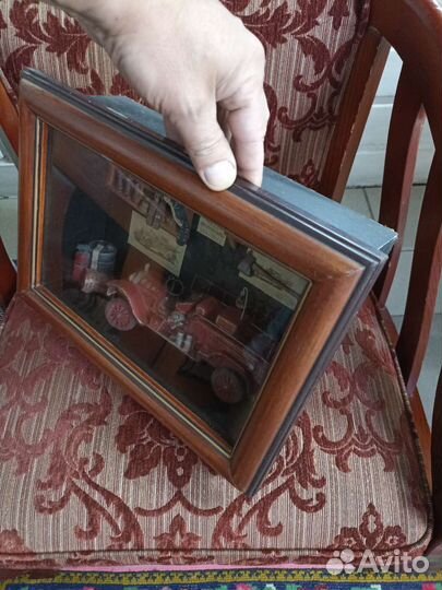 Картина диорама.пожарная машина.винтаж