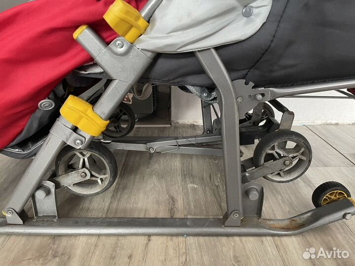 Санки-коляска, зимние на колесах