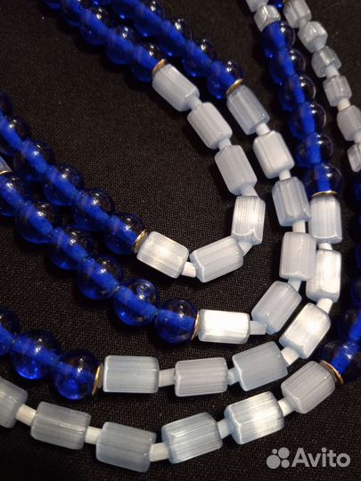 Бусы двухрядные сатиновое стекло