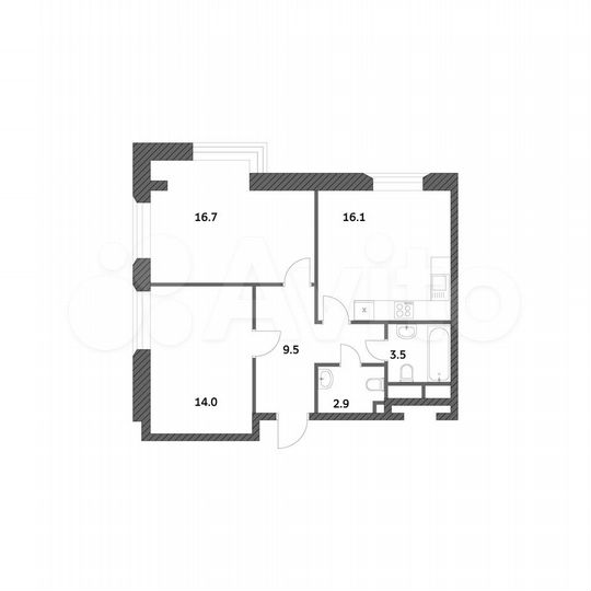 2-к. квартира, 62,5 м², 11/23 эт.