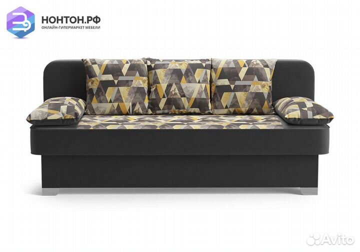 Диван еврокнижка Арвен темно-серый / принт Snow Br