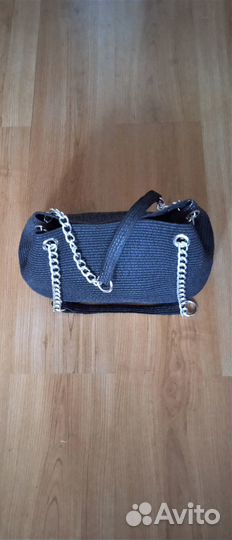 Женская сумка из соломки черная 37-22-15см