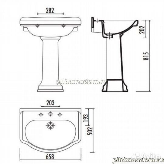 Creavit Klasik Декор VercacI-Chrom Раковина KL250-OX