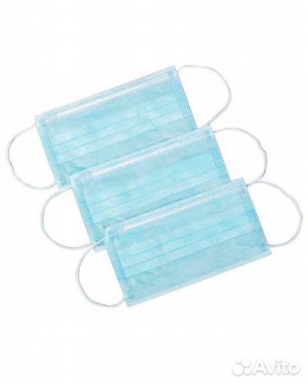 Маска медицинская одноразовая трехслойная из