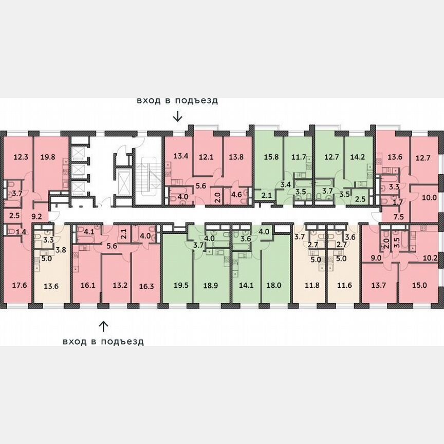 2-к. квартира, 66,6 м², 16/19 эт.