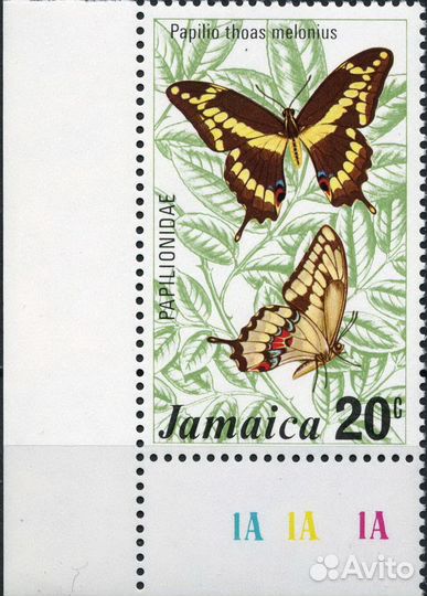 Марки Бабочки. Ямайка 1975 г