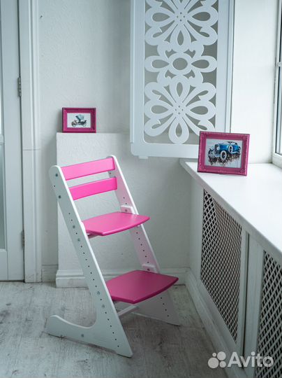 Растущий стул Бело-розовый