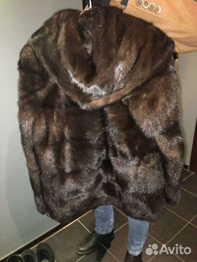 Шуба норковая с капюшоном
