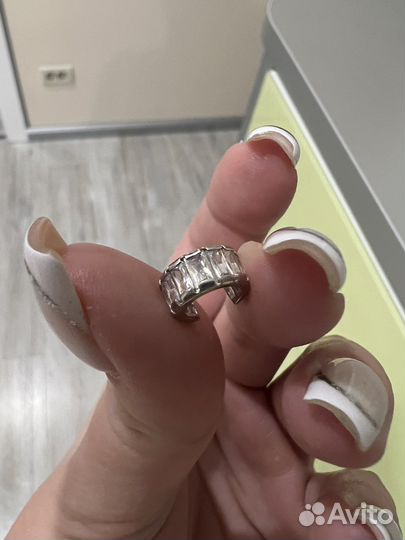 Серьга кафф серебряный