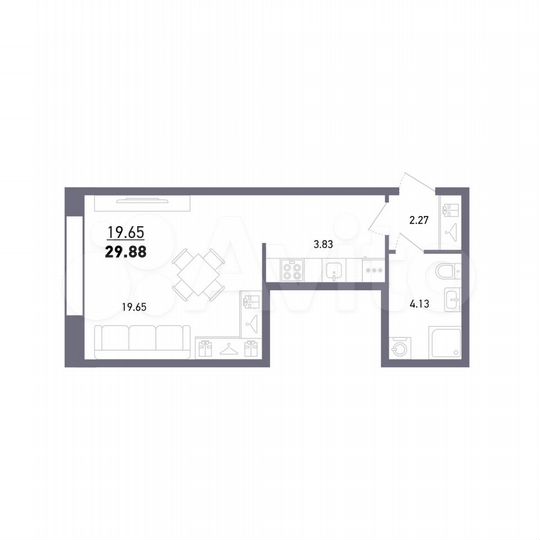 Квартира-студия, 29,8 м², 25/27 эт.