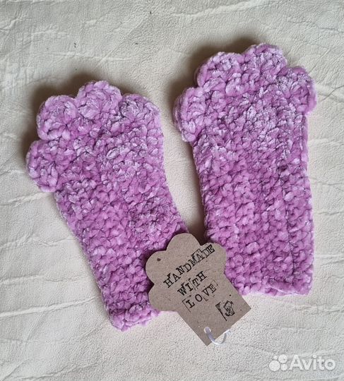 Митенки кошачьи лапки вязаные