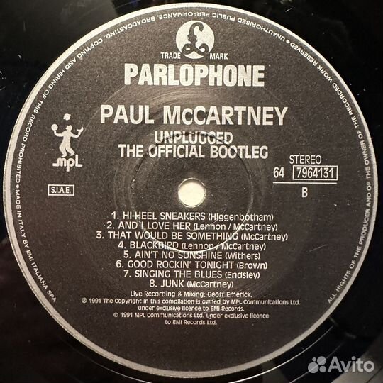 Paul McCartney – Unplugged (Италия 1991г.)