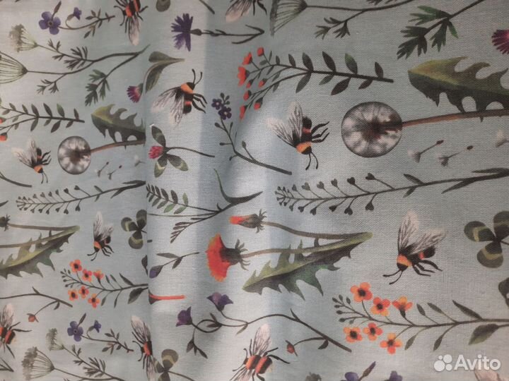 Ткань льняная Пчелки