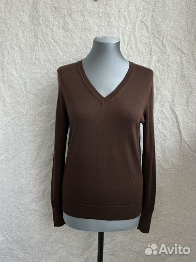 Пуловер Uniqlo коричневый шерсть М