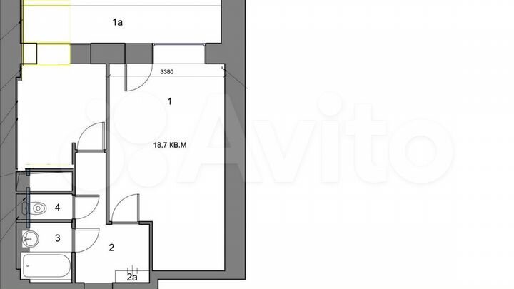 1-к. квартира, 36 м², 4/14 эт.
