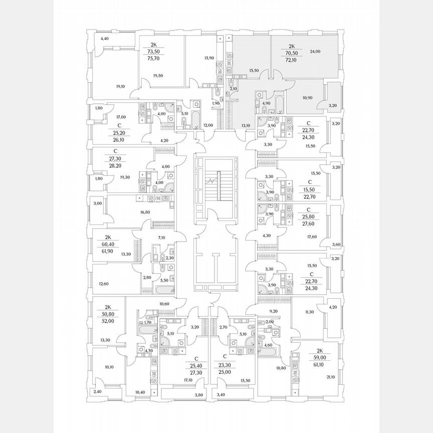 2-к. квартира, 72,1 м², 9/13 эт.