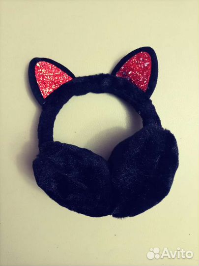 Плюшевые зимние наушники с ушками