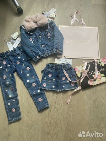 Монализа Monnalisa розы джинсы юбка monalissa