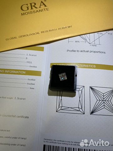 Муассанит Принцесса 6.5*6.5мм 1.5Ct