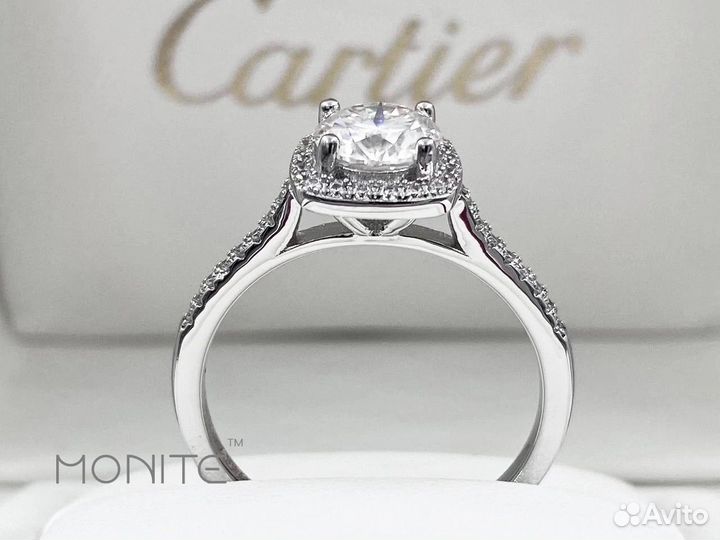 Кольцо Cartier с бриллиантом(муассанит) 1 карат