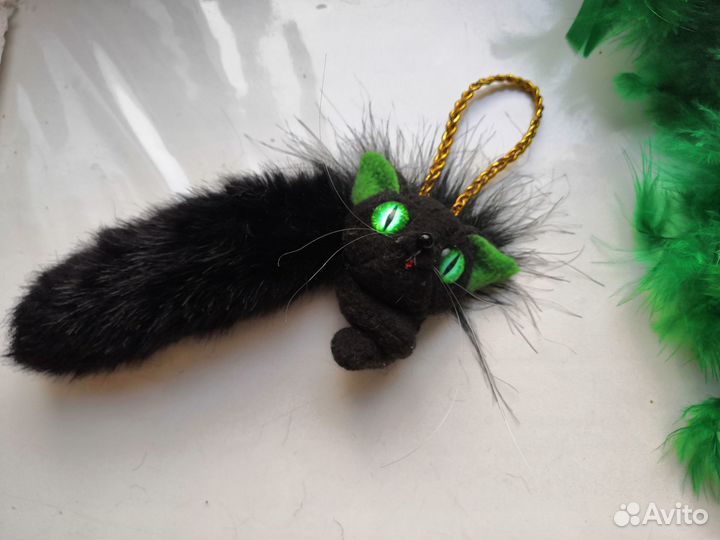 Чёрный кот игрушка - браслет