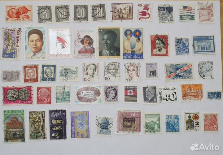 100 шт. почтовые марки разных стран, #1-2
