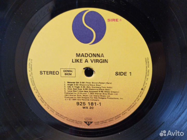 Пластинка Madonna Like A Virgin фрг