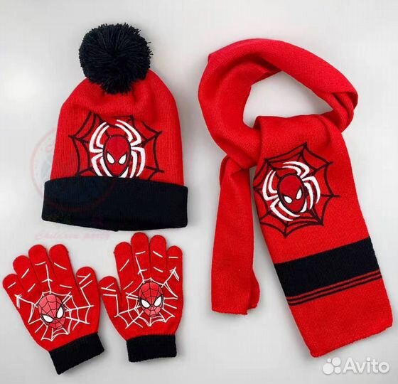 Шапка шарф варежки Человек паук