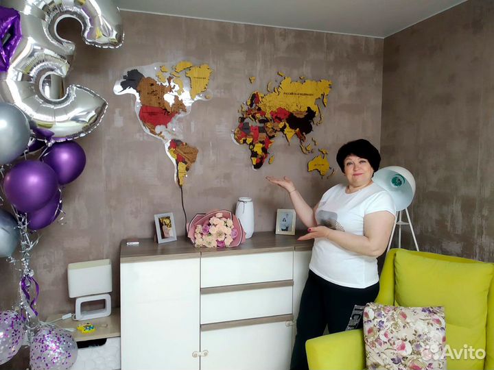 Карта мира из дерева Монтеверде Мурманск