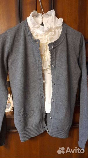 Блузка белая для девочек 128