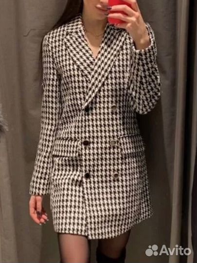 Твидовое платье пиджак stradivarius размер s