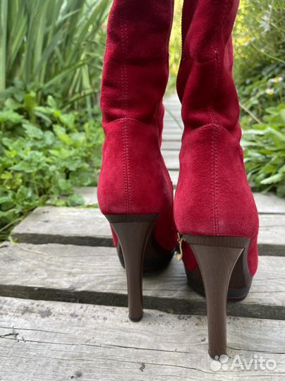 Сапоги красные замшевые 37,5/38