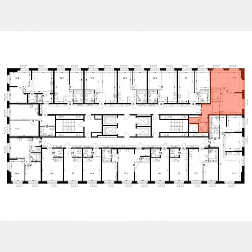 2-к. квартира, 56,4 м², 9/24 эт.
