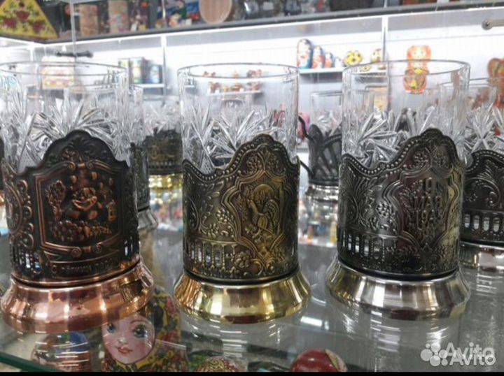 Подстаканник кольчугино с хрустальным стаканом