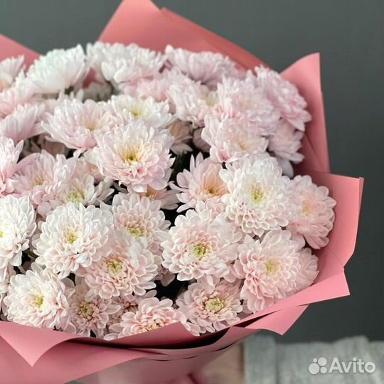 Охапка нежности - пышный букет из хризантемы