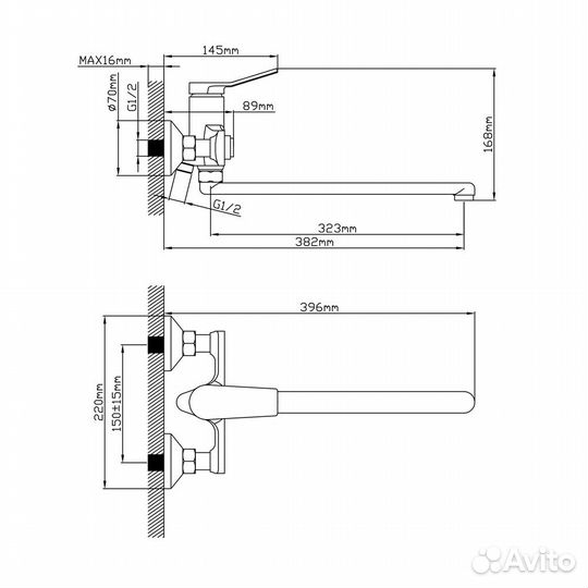 Смеситель для ванной из латуни oasis L2010М Mat