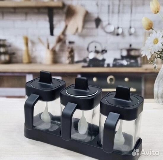 Набор для специй, 3 баночки с ложками