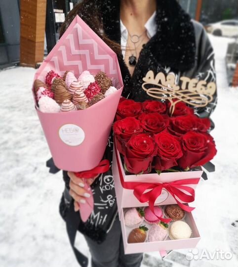 Клубника в шоколаде, Букеты с клубникой