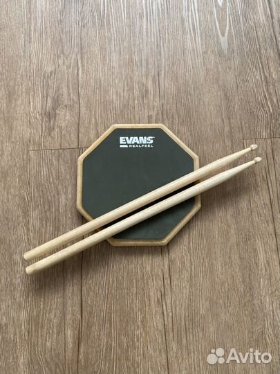 Пэд тренировочный и палочки evans