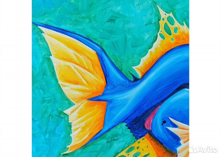 Картина с рыбой Рыба пиранья 30х40 холст масло