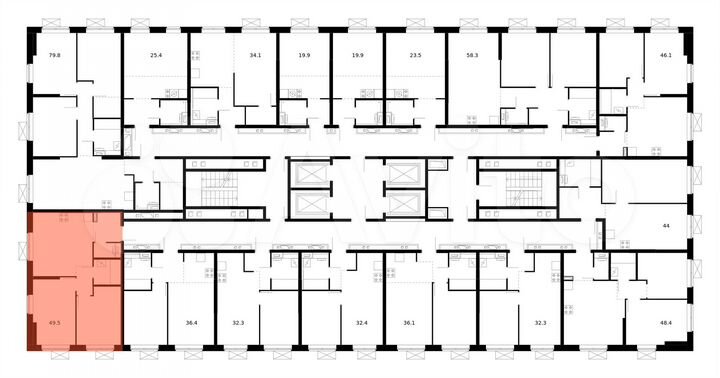 2-к. квартира, 49,5 м², 6/25 эт.