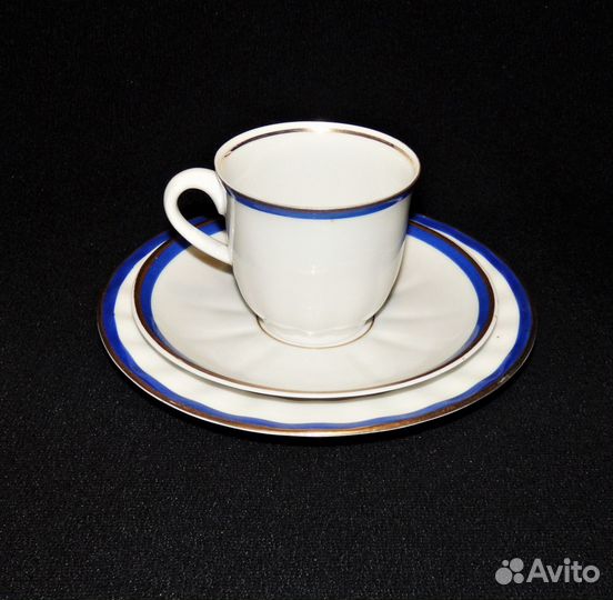 Кофейное фарфоровое трио дфз Вербилки Винтаж