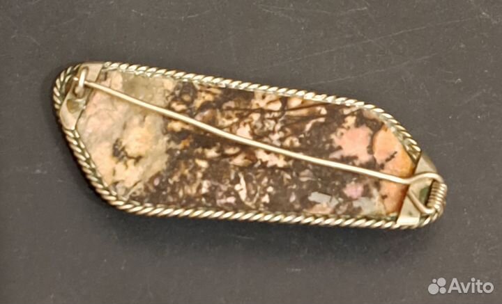 Брошь винтажная, натуральный камень, ручная работа