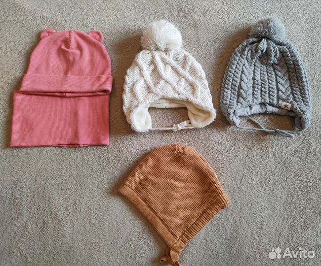 Шапки детские для девочки 6-12 мес